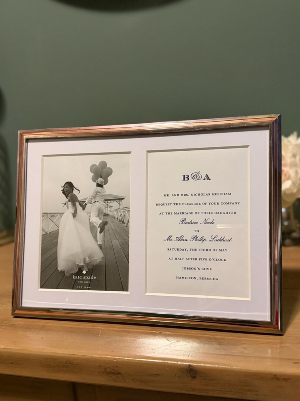 Kate Spade Lenox Rosy Glow Double Invitation Frame 5x7 Silver Rose